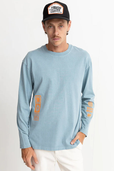 Rhythm High Life Vintage LS T-Shirt - Blue Fog