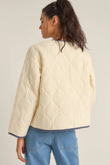 Rhythm Check Quilted Jacket - Cream