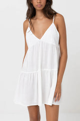 Rhythm Classic Tiered Mini Dress - White