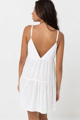 Rhythm Classic Tiered Mini Dress - White