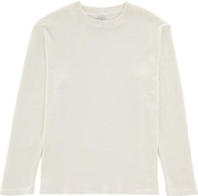 Rhythm Men's cream waffle knit long sleeve crew neck top