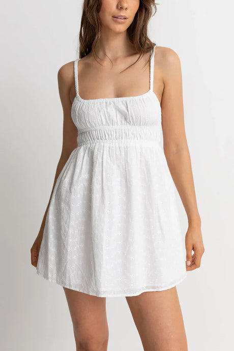 Rhythm Fae Broderie Mini Dress - White