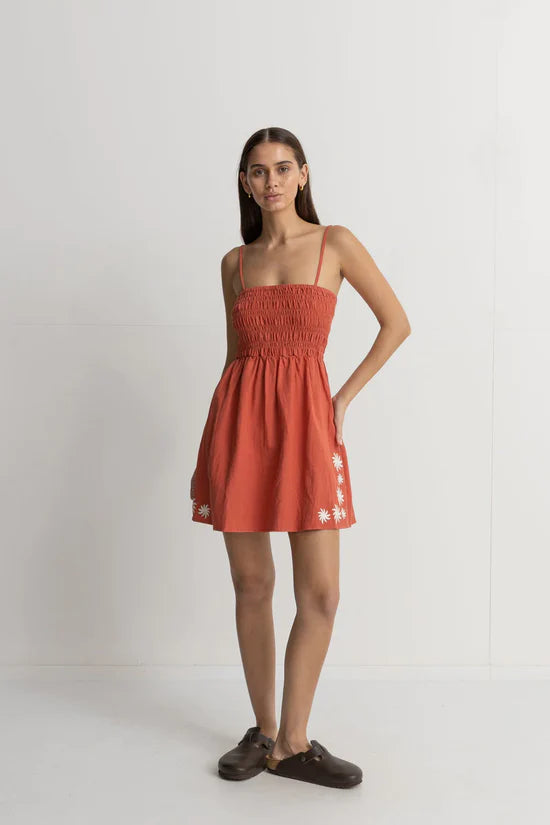 Rhythm Flora Smocked Mini Dress - Coral