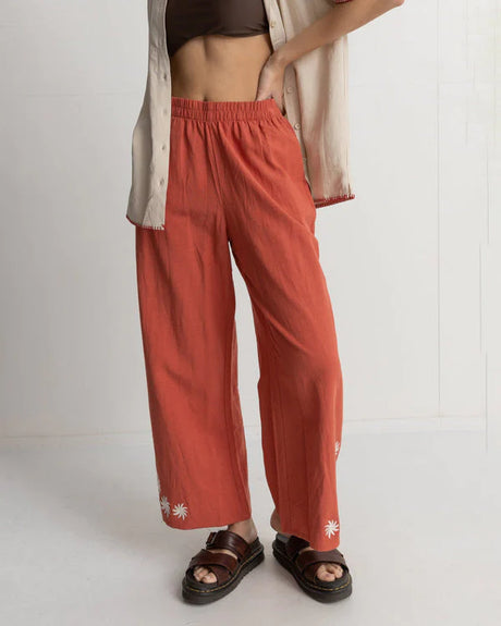 Rhythm Floral Wide Leg Pant - Coral