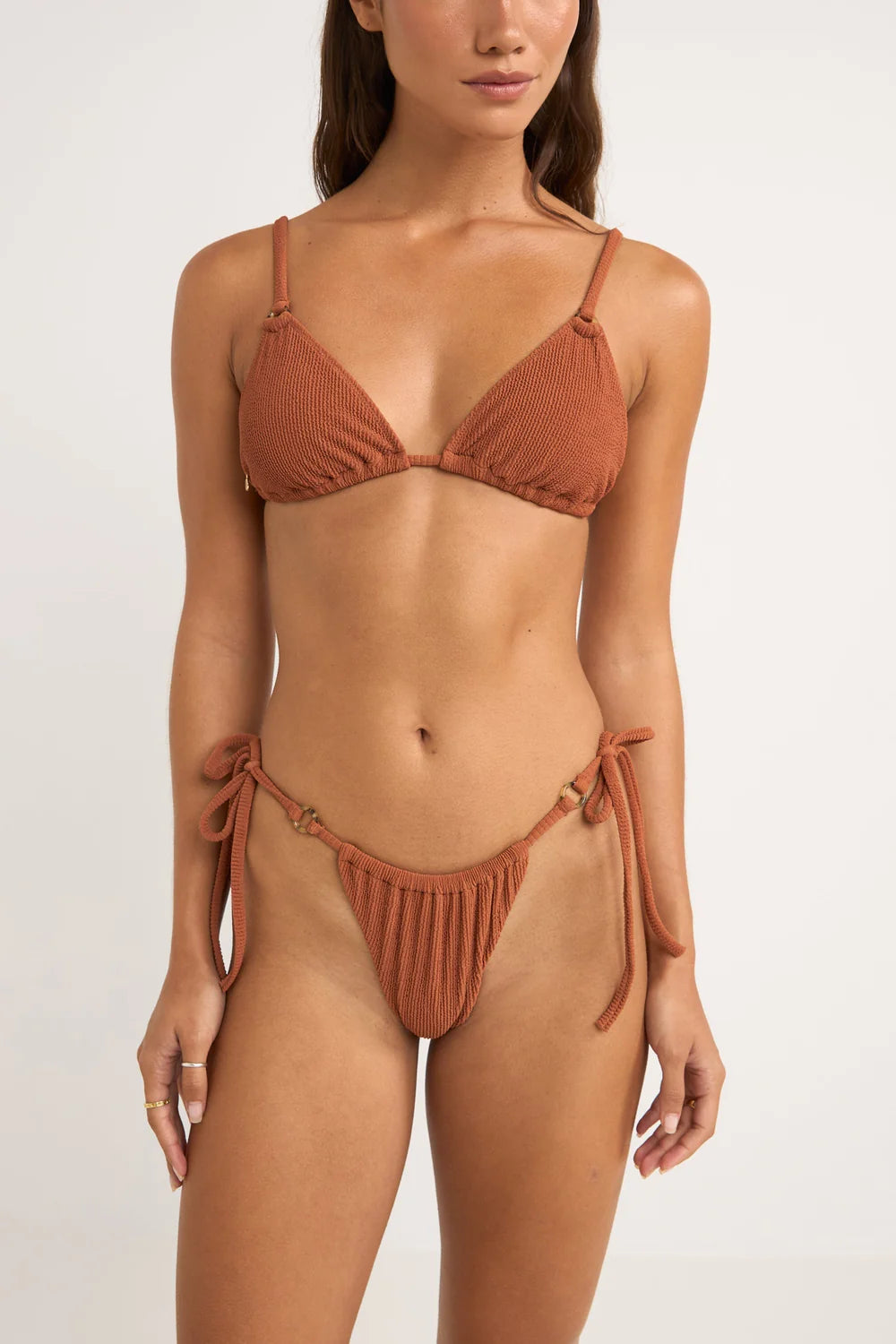 Rhythm Isla Rib Slide Tri Bikini Top -Carmel