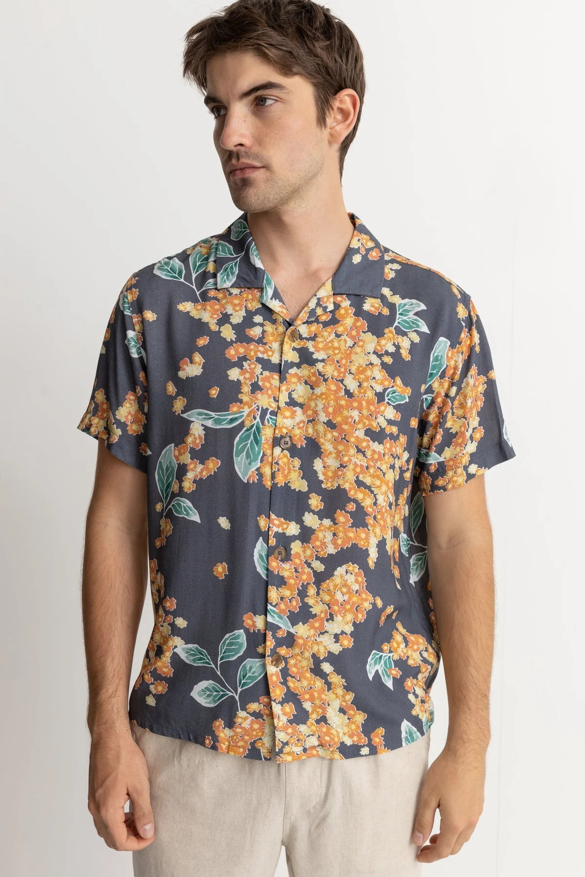 Rhythm Isle Floral Cuban Ss Shirt - Dark Navy
