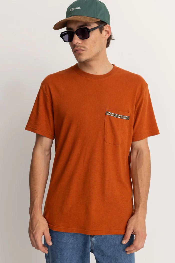 Rhythm Linen SS T-Shirt - Burnt Clay