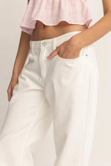 Rhythm Lula Low Rise Pant - Cream