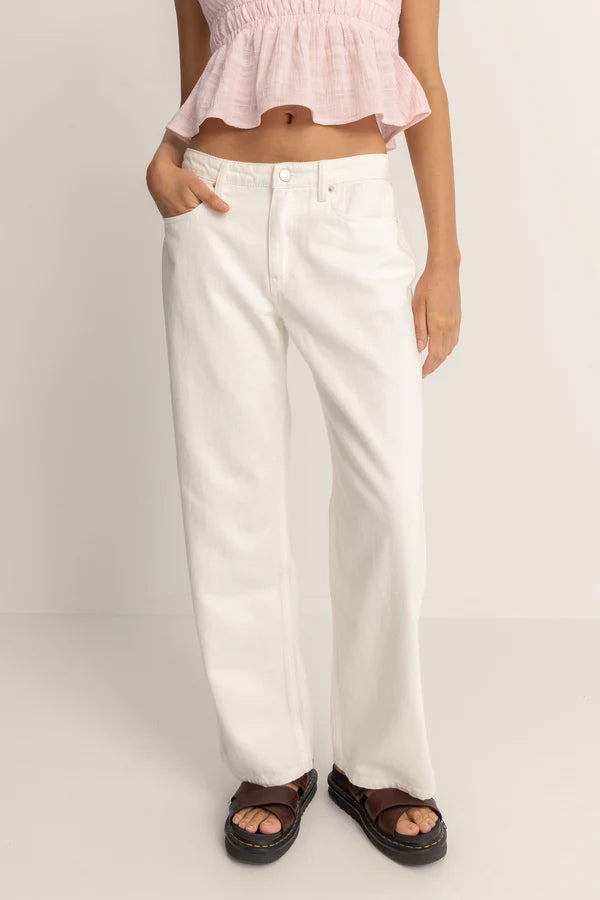 Rhythm Lula Low Rise Pant - Cream