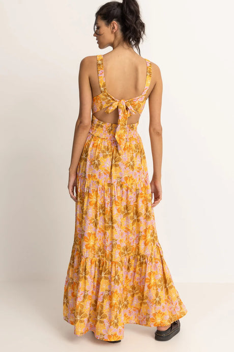 Rhythm Mahana Foral Tiered Maxi Dress - Yellow