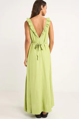 Rhythm Mila Ruffle Maxi Dress - Matcha