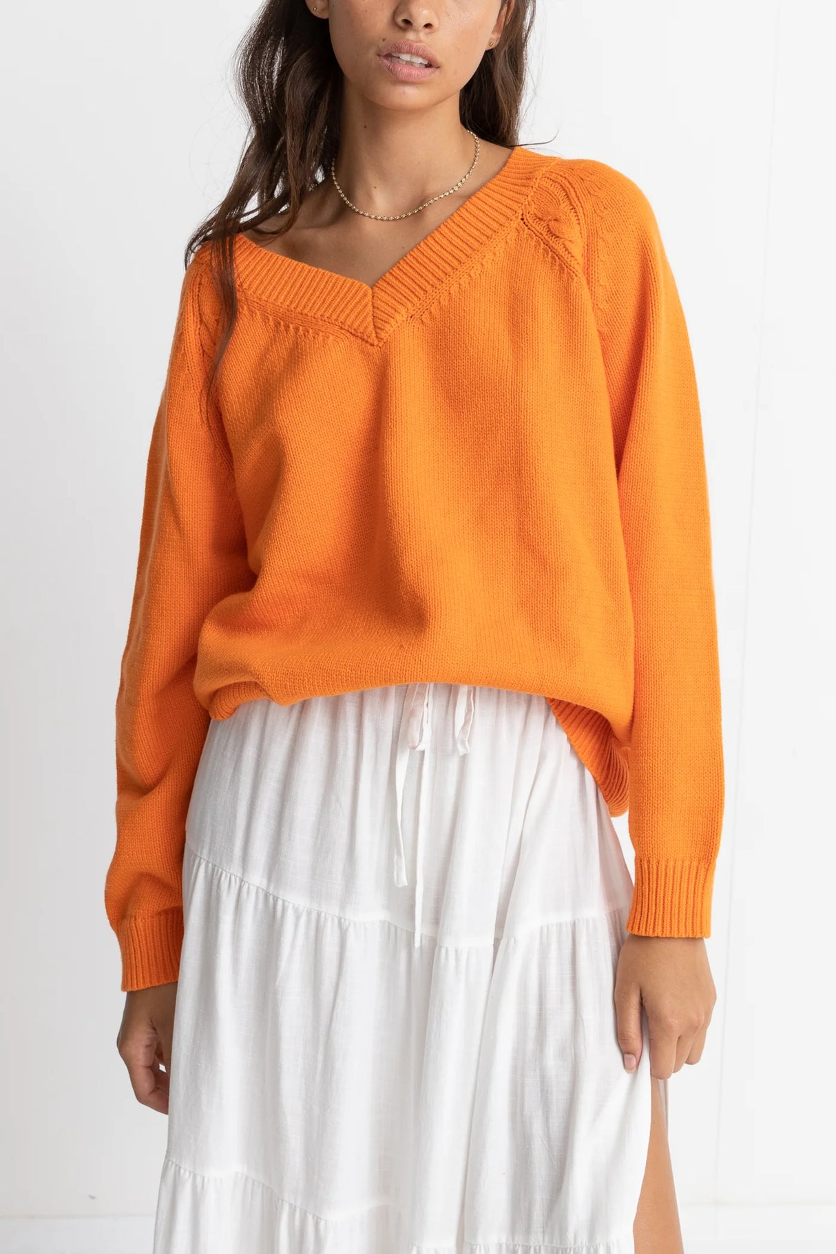 Rhythm Moonstone Oversized V Neck - Orange