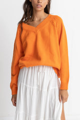 Rhythm Moonstone Oversized V Neck - Orange