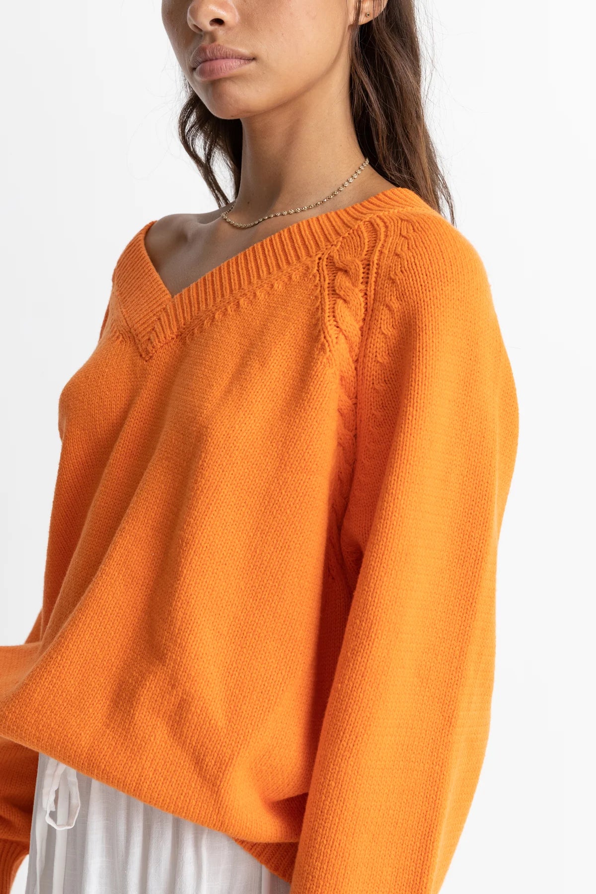 Rhythm Moonstone Oversized V Neck - Orange