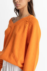 Rhythm Moonstone Oversized V Neck - Orange