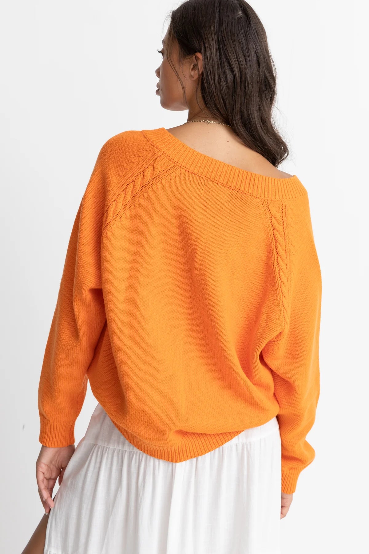 Rhythm Moonstone Oversized V Neck - Orange