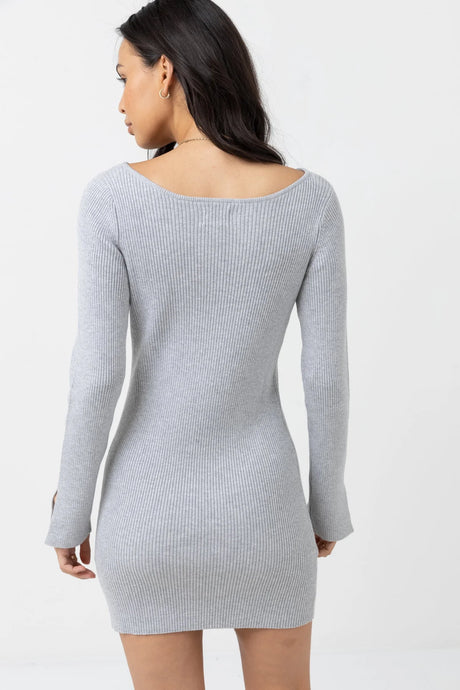 Rhythm Noemie Knit Mini Dress - Grey