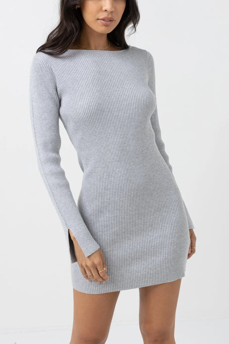 Rhythm Noemie Knit Mini Dress - Grey