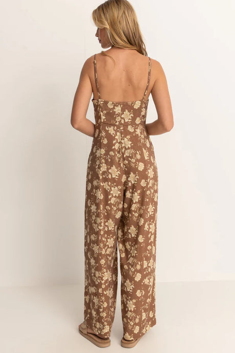 Rhythm Nova Paisley Wide Leg Jumpsuit - Chocolate