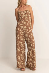 Rhythm Nova Paisley Wide Leg Jumpsuit - Chocolate