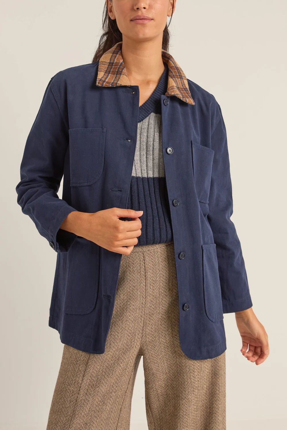 Rhythm Pearls Oversized Jacket - Navy