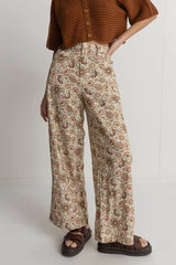 Rhythm Raya Paisley Wide Leg Pant - Natural