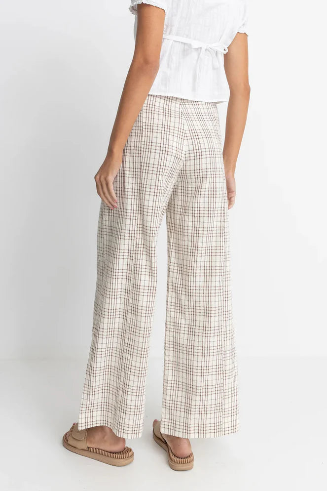 Rhythm Rumi Check Wide Leg Pant - Natural