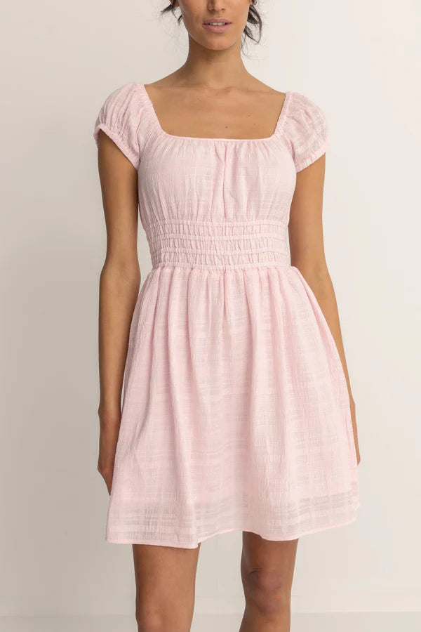 Rhythm Washed Out Cap Sleeve Dress - Pink