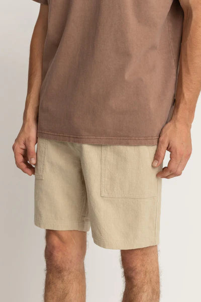 Rhythm Worn Path Textured Linen Short - Sand