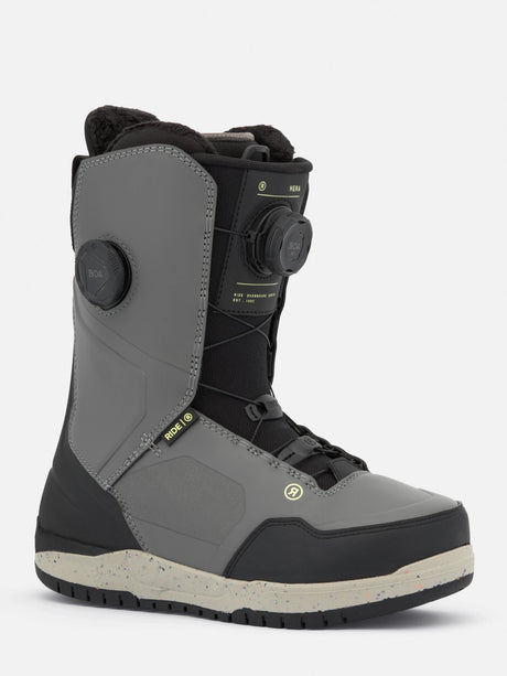 Ride Hera women's snowboard boot in gray and black with dual BOA dials