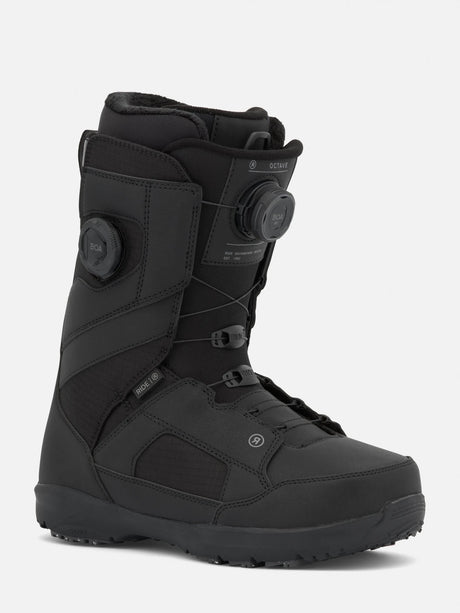 Ride Octave men's black snowboard boot with dual BOA dial closure system