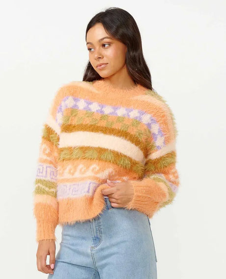 Rip Curl Beach Party Jaquard Crew Sweater - Peach