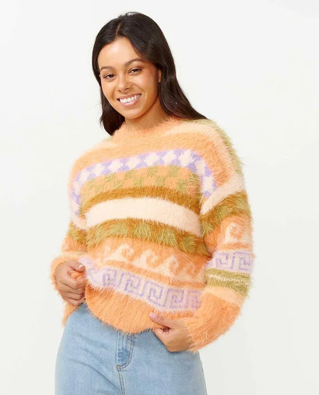 Rip Curl Beach Party Jaquard Crew Sweater - Peach