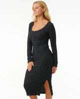 Rip Curl Cosy Long Sleeve Dress- Black Marle