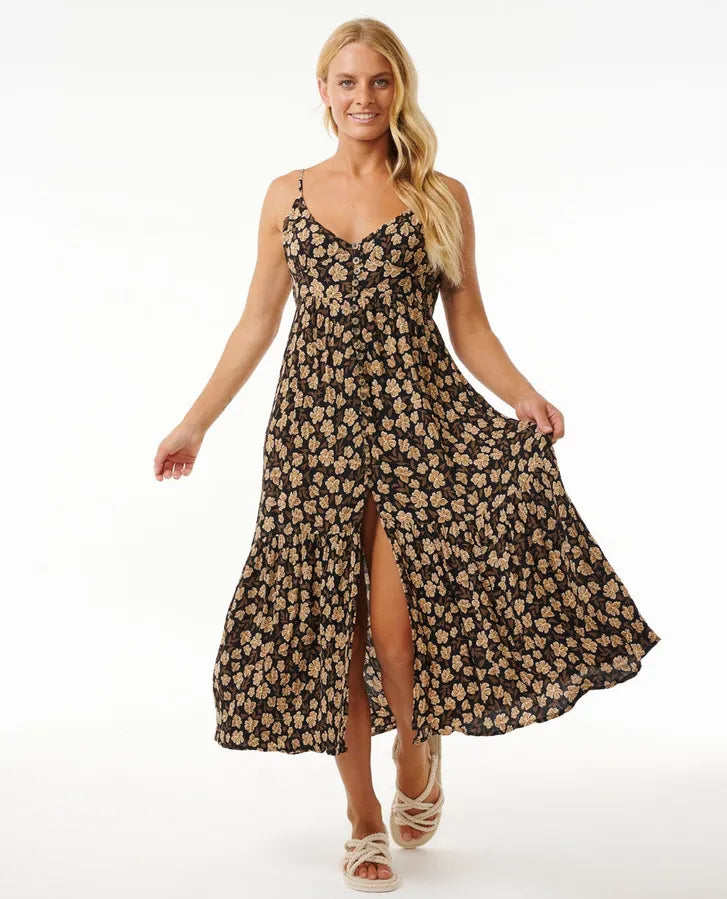 Rip Curl Soleil Button Through Maxi Dress- Black