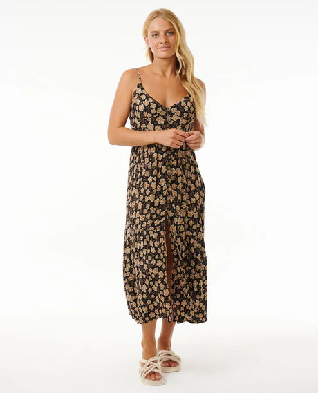 Rip Curl Soleil Button Through Maxi Dress- Black