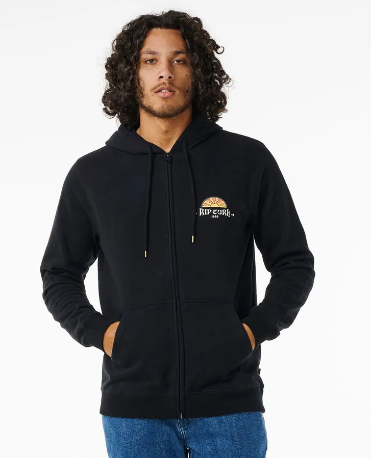 Rip Curl Tubed And Hazed Zip Through Hood - Black