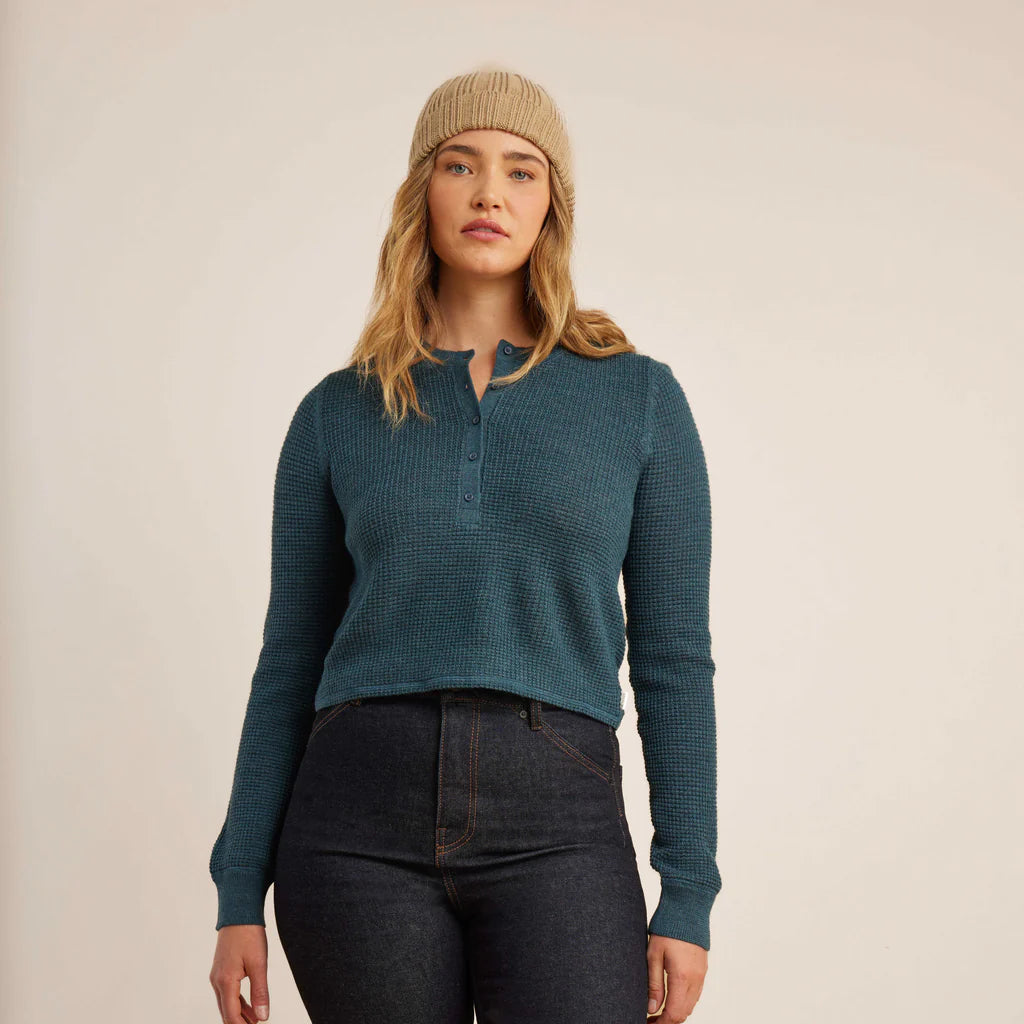 Roark Well Worn Thermal Long Sleeve Sweater - Deep Blue