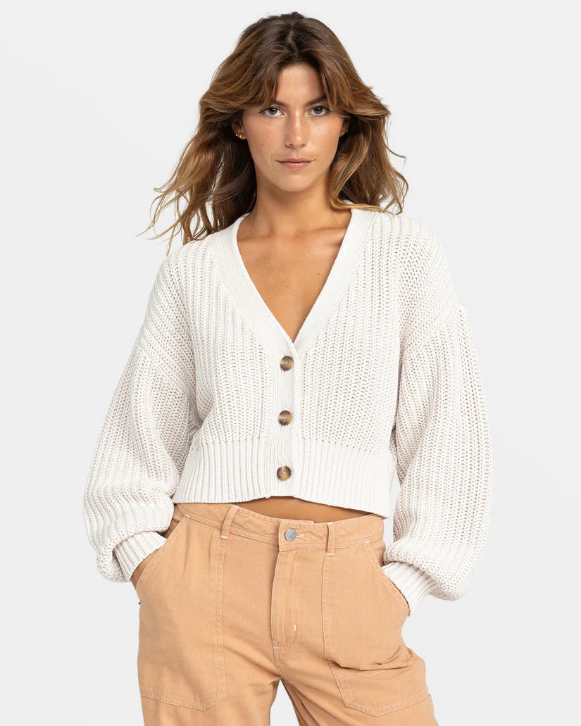 Roxy Sundaze Sweater Washed Cardigan - Egret