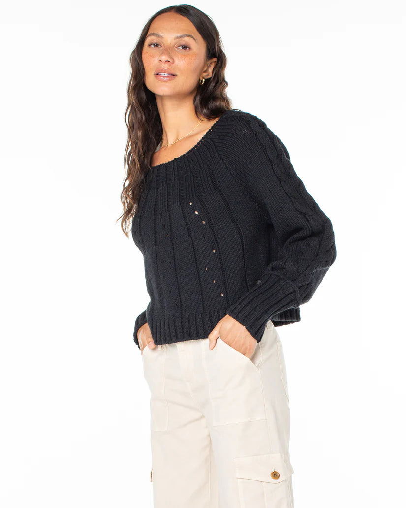 Roxy Day Dream Boat Neck Sweater - Anthracite 