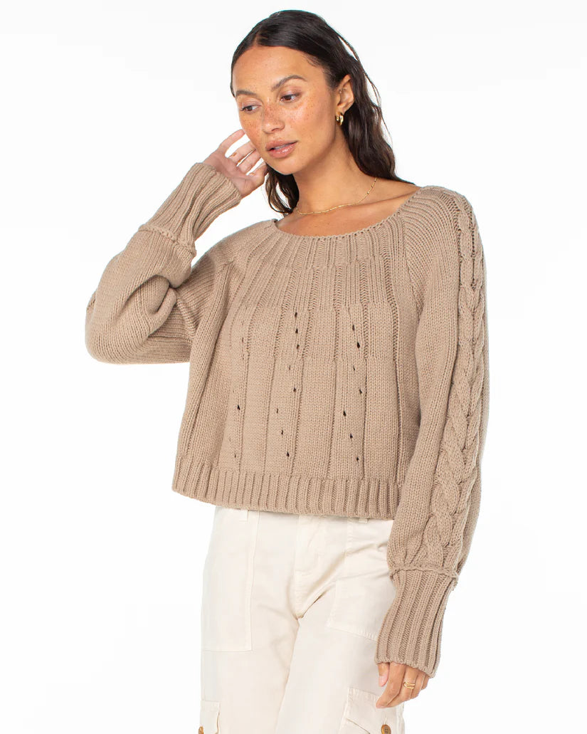 Roxy Day Dream Boat Neck Sweater - Warm Taupe