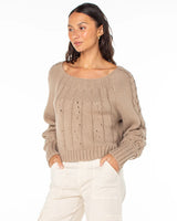 Roxy Day Dream Boat Neck Sweater - Warm Taupe