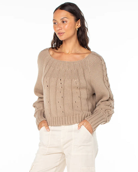 Roxy Day Dream Boat Neck Sweater - Warm Taupe