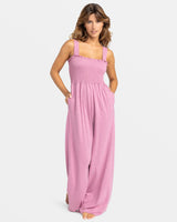 Roxy Just Passing By Smocked Jumpsuit - Mauve Orchid