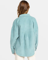 Roxy Kick Back Washed Corduroy Shacket - Mineral Blue