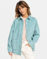 Roxy Kick Back Washed Corduroy Shacket - Mineral Blue