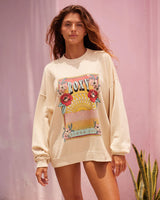 Roxy Lineup Oversized Crew Neck Sweatshirt - Brazilian Sand