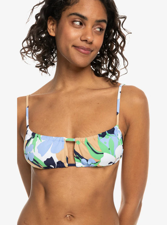Roxy Printed Beach Classics Adjustable Bralette Bikini Top - Vintage Indigo
