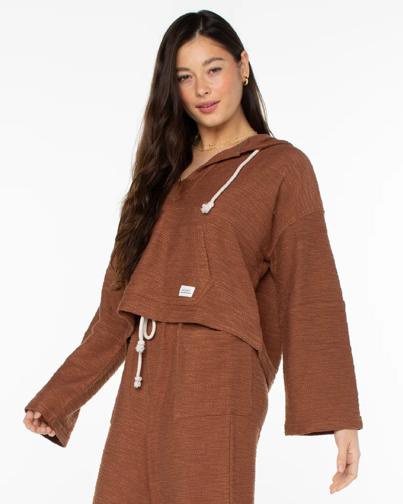 Roxy Rich Coast Cropped Hoodie - Carob Brown