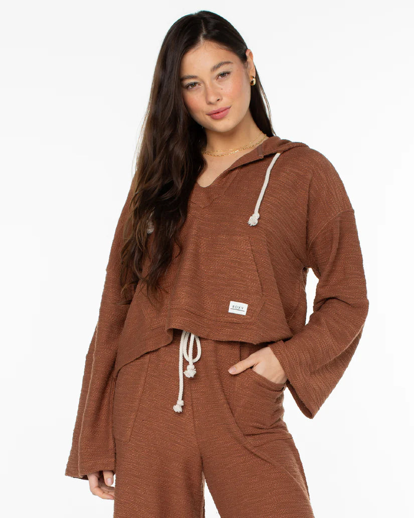 Roxy Rich Coast Cropped Hoodie - Carob Brown